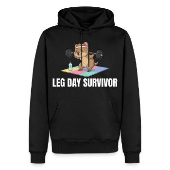 Leg Day Survivor Quokka Workout - Männer Premium Bio Hoodie - Schwarz - Vorne - Nico (187cm)