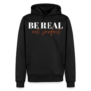 Be Real Not Perfect ! - Männer Premium Bio Hoodie - Schwarz - Vorne - Nico (187cm)