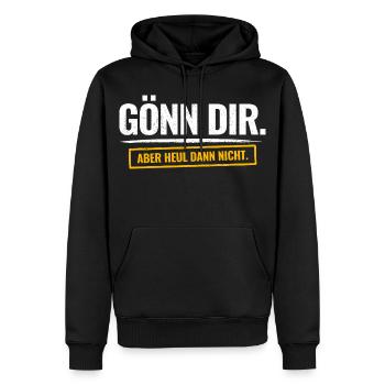Fais-toi plaisir. Mais ne pleure pas alors. Drôle de proverbe - Sweat à capuche Premium bio Homme - noir - Devant - Nico (187cm)