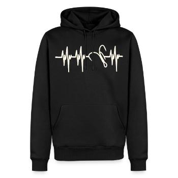 Heartbeat Angelhaken - Männer Premium Bio Hoodie - Schwarz - Vorne - Nico (187cm)