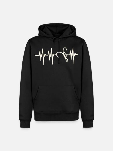 Heartbeat Fish Hook - Men’s Premium Organic Hoodie - black