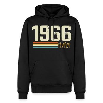 Février 1966 - Février 1966 Anniversaire 1966 - Sweat à capuche Premium bio Homme - noir - Devant - Nico (187cm)