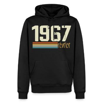 Februar 1967 – Februar 1967 Jubiläum 1967 - Männer Premium Bio Hoodie - Schwarz - Vorne - Nico (187cm)