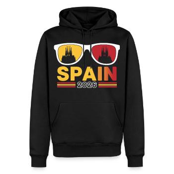 Vacances à Barcelone, Espagne, 2026 à la Sagrada Familia - Sweat à capuche Premium bio Homme - noir - Devant - Nico (187cm)