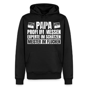 Papa bricoleur répare tout pour la fête des pères - Sweat à capuche Premium bio Homme - noir - Devant - Nico (187cm)