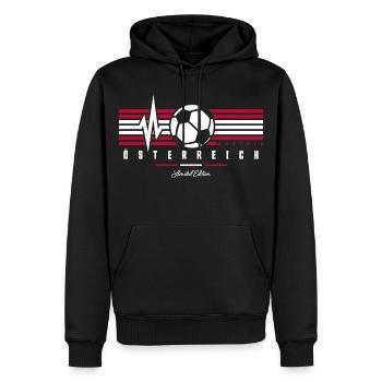 Österreich Flagge Fußball Herzschlag Österreicher - Männer Premium Bio Hoodie - Schwarz - Vorne - Nico (187cm)