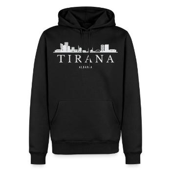Skyline de Tirana, Tirana Albanie - Sweat à capuche Premium bio Homme - noir - Devant - Nico (187cm)