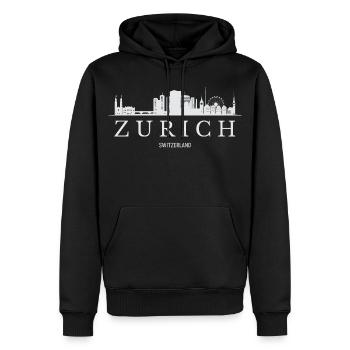 Zurich Skyline, Zurich Suisse - Sweat à capuche Premium bio Homme - noir - Devant - Nico (187cm)