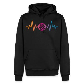 Battement de cœur au volley-ball - Sweat à capuche Premium bio Homme - noir - Devant - Nico (187cm)