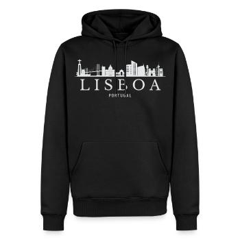 Lisbonne, Portugal, la silhouette de Lisbonne - Sweat à capuche Premium bio Homme - noir - Devant - Nico (187cm)