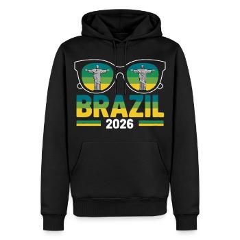 Brésil 2026 Lunettes de soleil Christ Rédempteur - Sweat à capuche Premium bio Homme - noir - Devant - Nico (187cm)