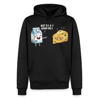 As-tu vieilli Milk Cheese Humour Anniversaire - Sweat à capuche Premium bio Homme - noir - Devant - Nico (187cm)