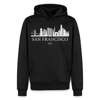 San Francisco Skyline, San Francisco USA - Men’s Premium Organic Hoodie - black - Front - Nico (187cm)