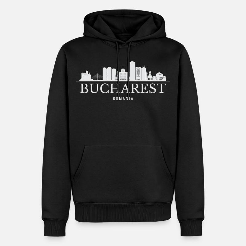 Silhouette de Bucarest, Roumanie de Bucarest - Sweat à capuche Premium bio Homme - noir