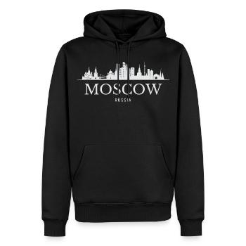 Silhouette de Moscou, Moscou Russie - Sweat à capuche Premium bio Homme - noir - Devant - Nico (187cm)