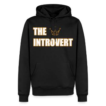 THE INTROVERT – Minimalist & Calm Statement Design - Männer Premium Bio Hoodie - Schwarz - Vorne - Nico (187cm)