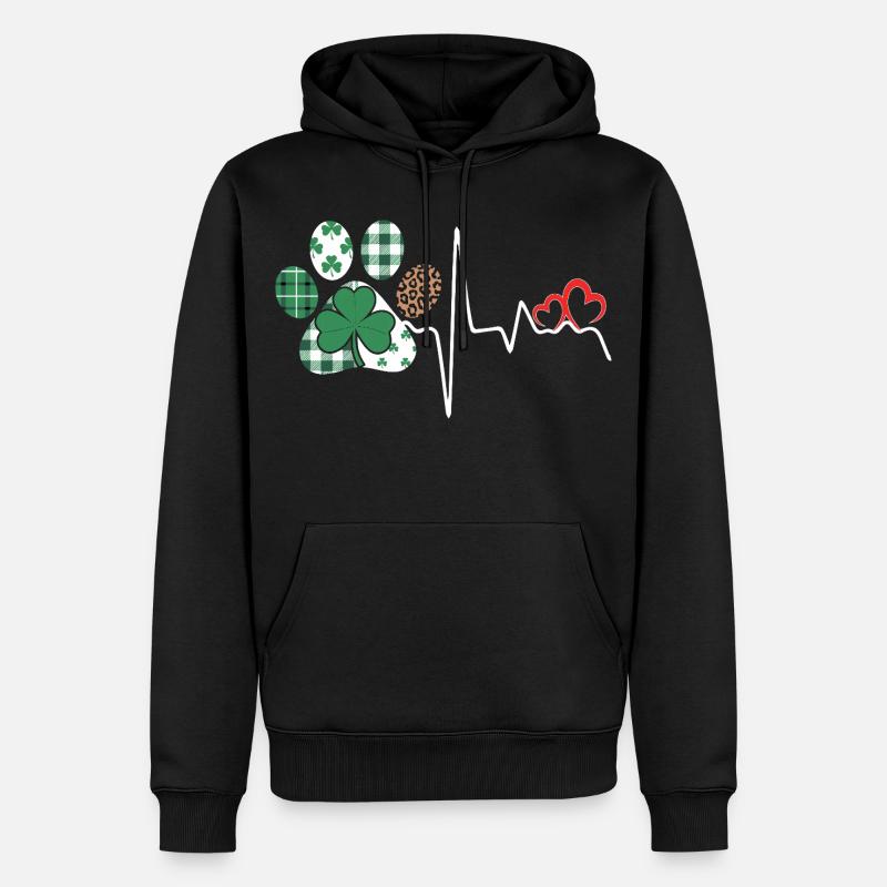 Mélange de motif cœur de trèfle - Sweat à capuche Premium bio Homme - noir