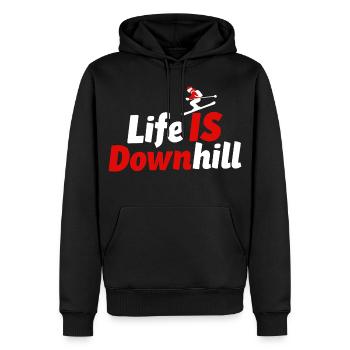 Life is Downhill Skifahren Wintersport Berge - Männer Premium Bio Hoodie - Schwarz - Vorne - Nico (187cm)
