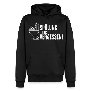 N’oubliez pas de rincer ! (Contre la droite / Blanc) - Sweat à capuche Premium bio Homme - noir - Devant - Nico (187cm)
