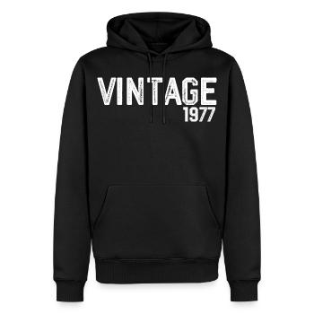 vintage 1977 - Sweat à capuche Premium bio Homme - noir - Devant - Nico (187cm)