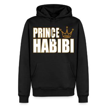 Prince Habibi – Design de déclaration d’amour arabe royale - Sweat à capuche Premium bio Homme - noir - Devant - Nico (187cm)