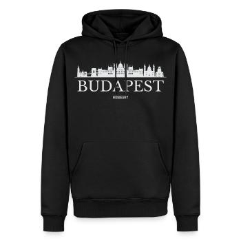 Budapester Skyline, Budapest, Ungarn - Männer Premium Bio Hoodie - Schwarz - Vorne - Nico (187cm)