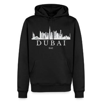Dubai Skyline, Dubaï, Émirats arabes unis - Sweat à capuche Premium bio Homme - noir - Devant - Nico (187cm)