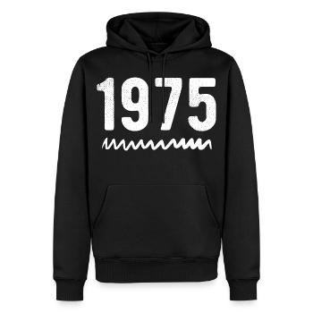 1975 Jubiläum 1975 Retro 1975 - Männer Premium Bio Hoodie - Schwarz - Vorne - Nico (187cm)