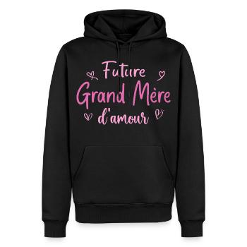 Future grand mère d'amour - Cadeau grand mère - Sweat à capuche Premium bio Homme - noir - Devant - Nico (187cm)
