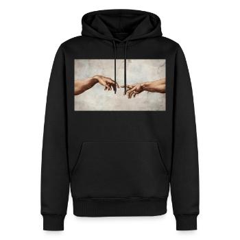 Michelangelos sechsfingeriger "Creation of Adam" Slop - Männer Premium Bio Hoodie - Schwarz - Vorne - Nico (187cm)