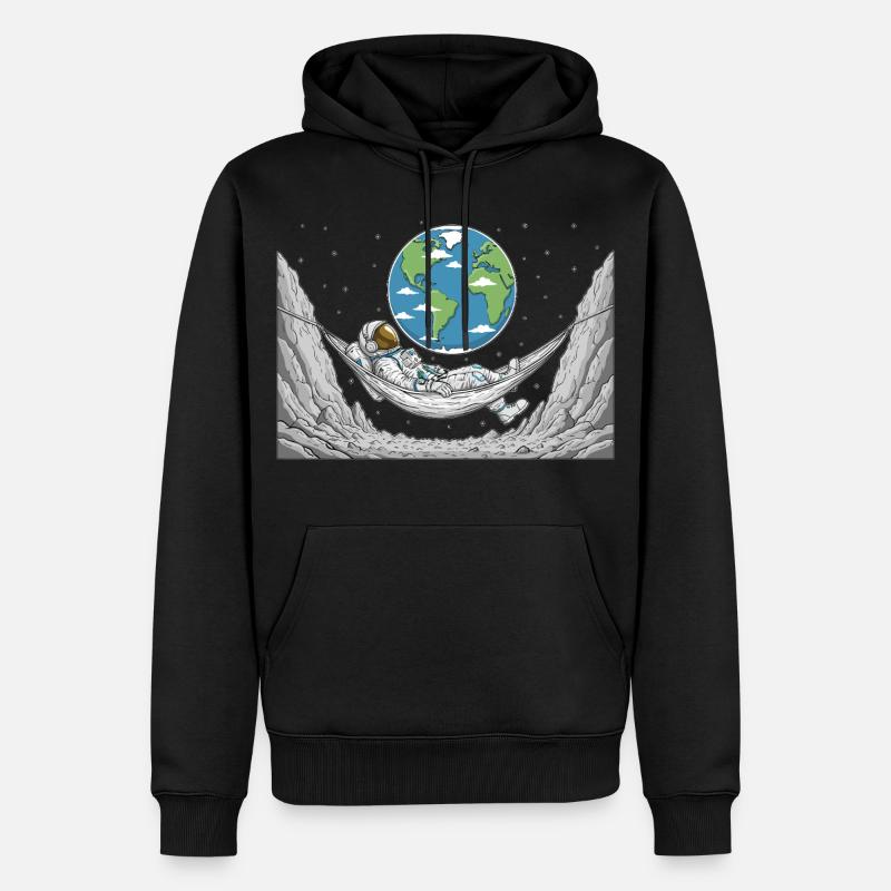 Astronaut Space Hammock Moon Earth Rest - Männer Premium Bio Hoodie - Schwarz