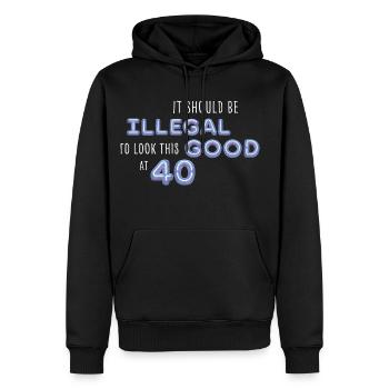 Il devrait être illégal d’avoir l’air aussi beau à 40 Spruch - Sweat à capuche Premium bio Homme - noir - Devant - Nico (187cm)
