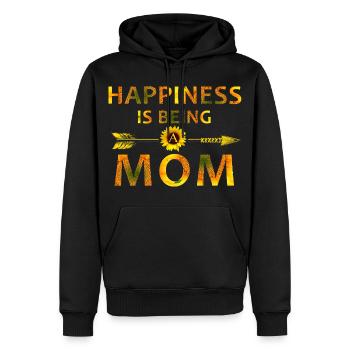 Le bonheur, c’est être maman – Fête des mères tournesol - Sweat à capuche Premium bio Homme - noir - Devant - Nico (187cm)