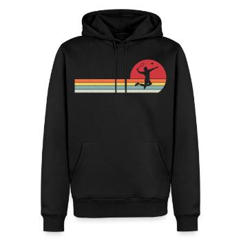retro badminton  - Sweat à capuche Premium bio Homme - noir - Devant - Nico (187cm)