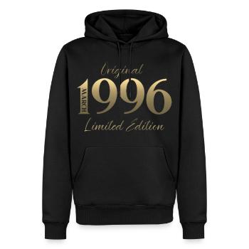Cadeau du 30e anniversaire Mari Femme Mars 1996 - Sweat à capuche Premium bio Homme - noir - Devant - Nico (187cm)