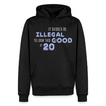 Illégalement avoir fière allure à 20 ans – Diction d’anniversaire - Sweat à capuche Premium bio Homme - noir - Devant - Nico (187cm)