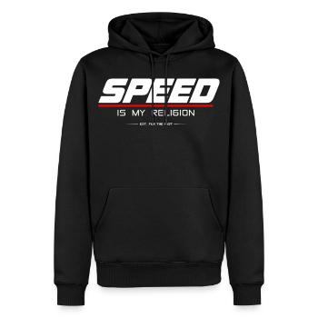 SPEED_IS_MY_RELIGION - Sweat à capuche Premium bio Homme - noir - Devant - Nico (187cm)