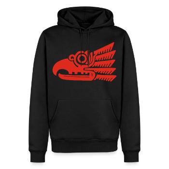 Roter Stammesvogelkopf - Männer Premium Bio Hoodie - Schwarz - Vorne - Nico (187cm)