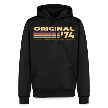Vintage Retro 1974 - Männer Premium Bio Hoodie - Schwarz - Vorne - Nico (187cm)
