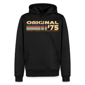 Retro-Vintage 1975 - Männer Premium Bio Hoodie - Schwarz - Vorne - Nico (187cm)