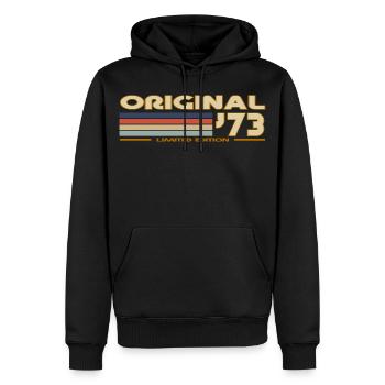Rétro vintage 1973 - Sweat à capuche Premium bio Homme - noir - Devant - Nico (187cm)