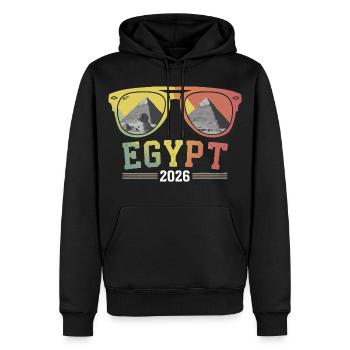 Ägypten Urlaub 2026 Pyramiden - Männer Premium Bio Hoodie - Schwarz - Vorne - Nico (187cm)