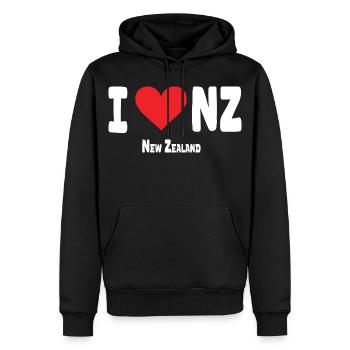 J’adore la Nouvelle-Zélande - Sweat à capuche Premium bio Homme - noir - Devant - Nico (187cm)