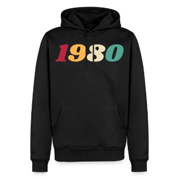 1980 Geschenk 1980 Geburtstag 1980 Retro 1980er Jahre - Männer Premium Bio Hoodie - Schwarz - Vorne - Nico (187cm)
