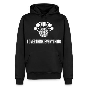 Je réfléchis trop à tout ce qui concerne le cerveau - Sweat à capuche Premium bio Homme - noir - Devant - Nico (187cm)