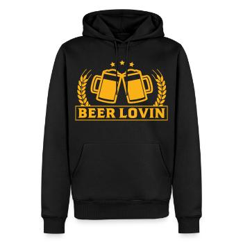 Chopes de bière Love Beer Toasts Célébrations de fête - Sweat à capuche Premium bio Homme - noir - Devant - Nico (187cm)