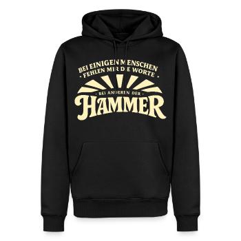 Bei_manchen_menschen_fehlt_mir_der_Hammer - Männer Premium Bio Hoodie - Schwarz - Vorne - Nico (187cm)