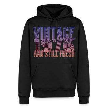 Millésime 1976 - Sweat à capuche Premium bio Homme - noir - Devant - Nico (187cm)