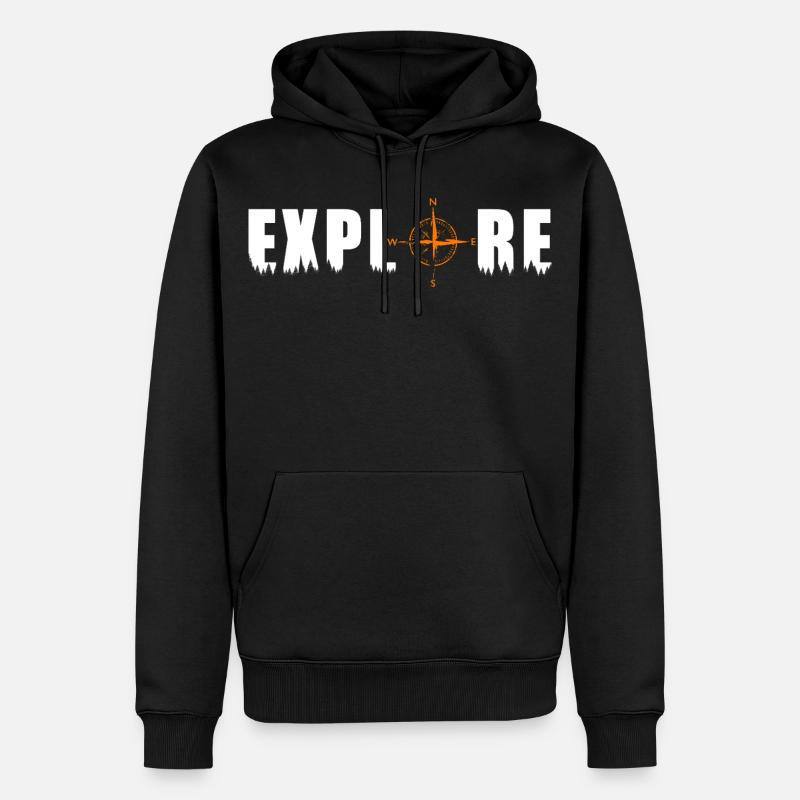 Explore Motiv mit einem Kompass - Männer Premium Bio Hoodie - Schwarz