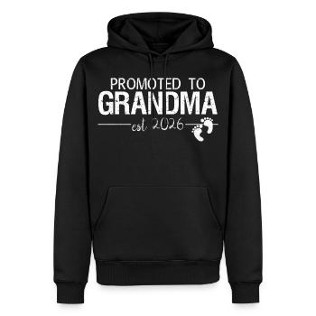 Promue grand-mère 2026 Nouveau cadeau de grand-mère - Sweat à capuche Premium bio Homme - noir - Devant - Nico (187cm)